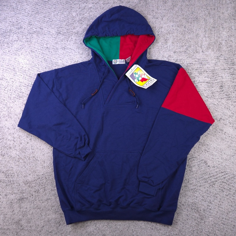 VTG Players Hoodie Mens Large Colorblock Pullover Van Heusen Deadstock New NWT